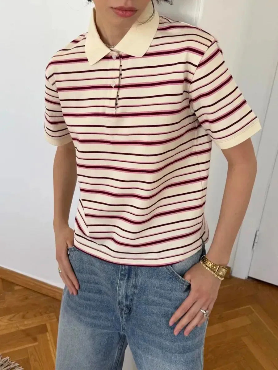 Retro Polo T-Shirt — Summer Top — Women