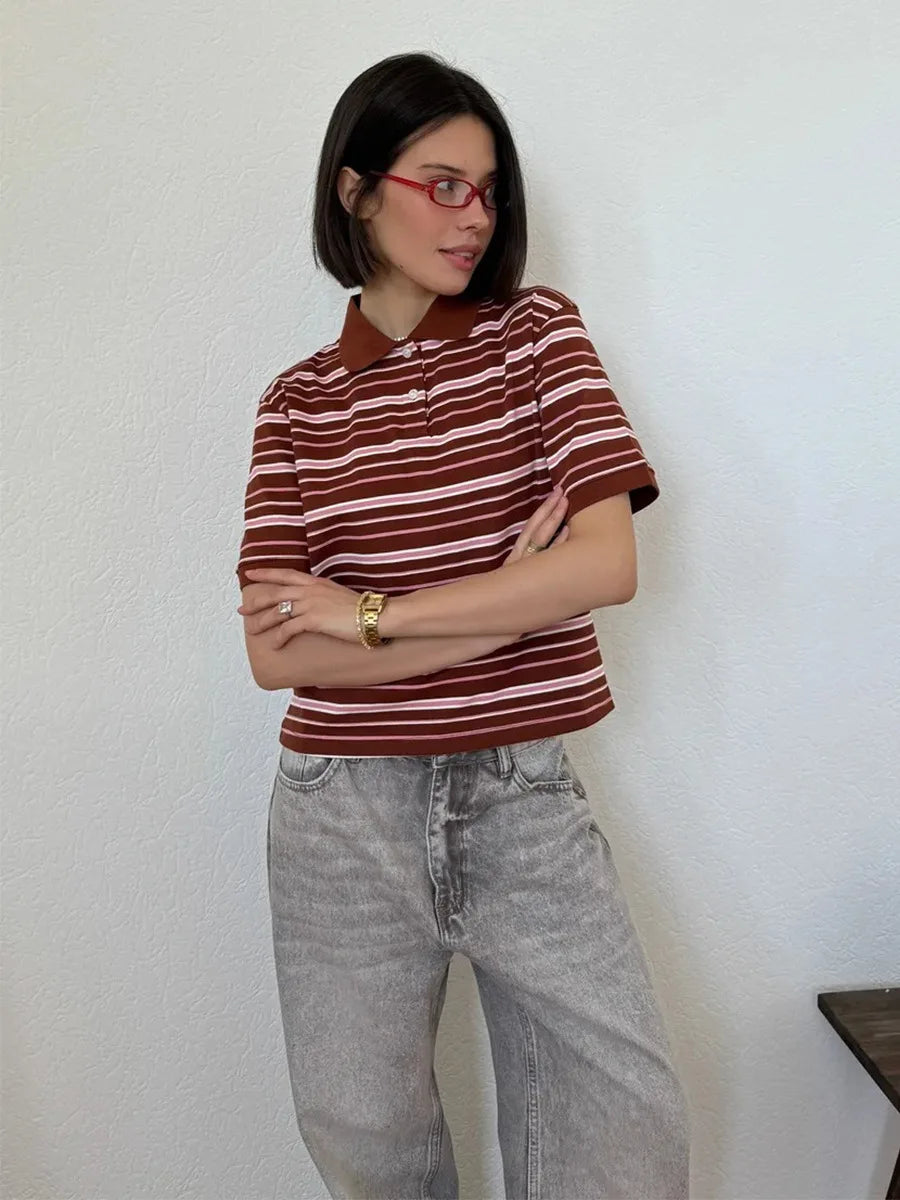 Retro Polo T-Shirt — Summer Top — Women