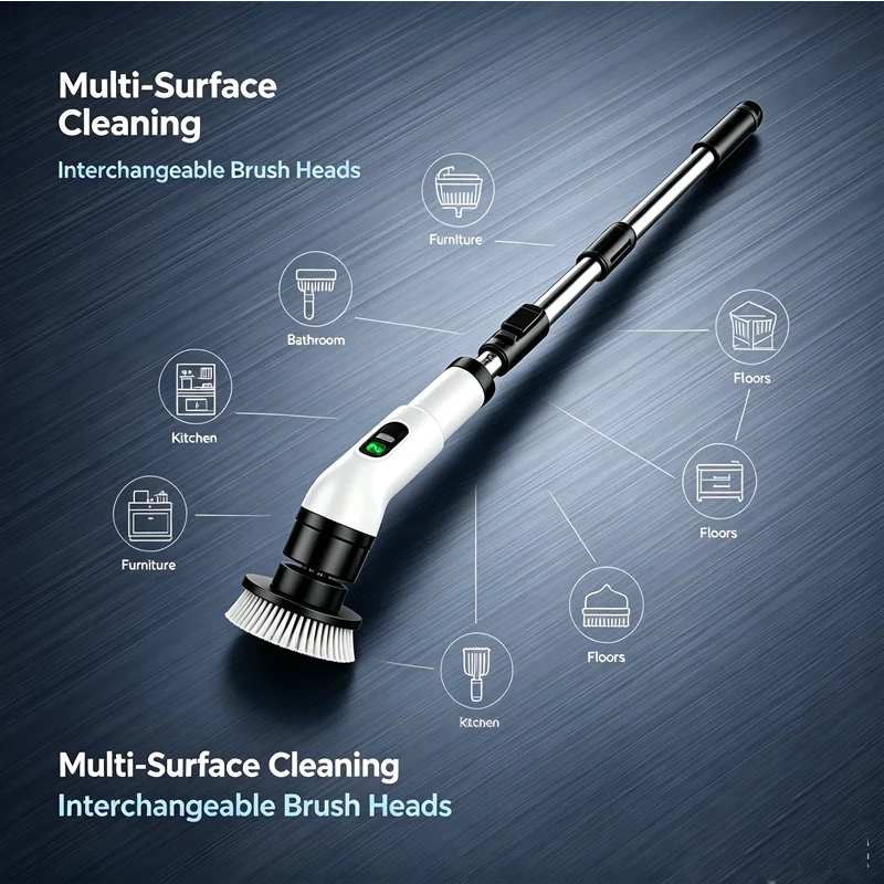 Cordless Household Spin Scrubber Kitchen Gadgets Hair Brushes Bathroom Broom Toilet  Multipurpose Cleaning Brush  Electric Mops