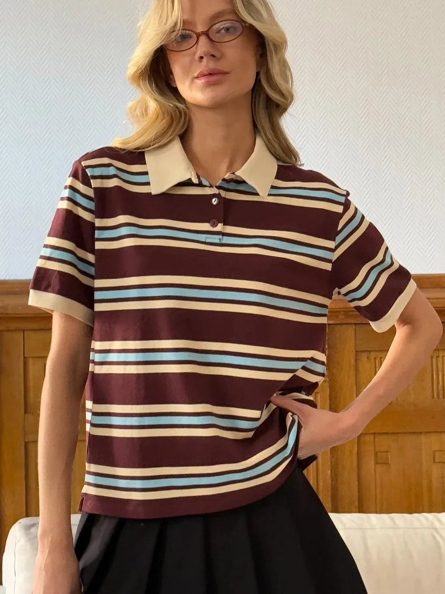 Retro Polo T-Shirt — Summer Top — Women