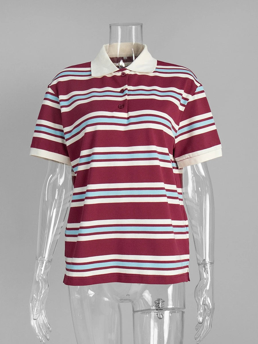 Retro Polo T-Shirt — Summer Top — Women