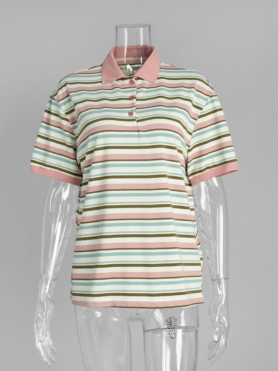 Retro Polo T-Shirt — Summer Top — Women